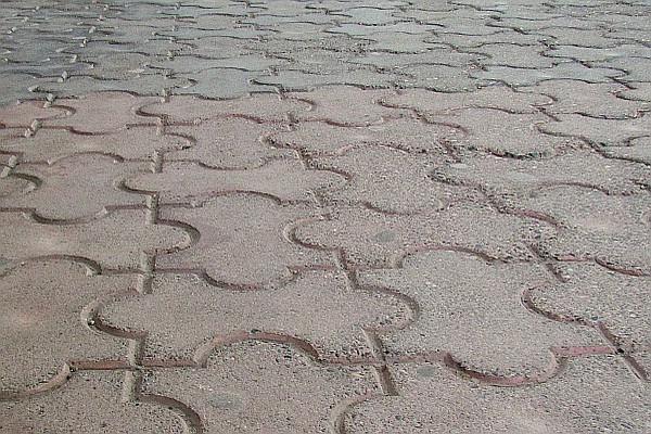 sidewalk bricks--semi-circles and straight lines