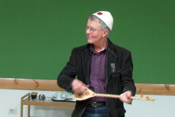 Allen displays his retirement gifts