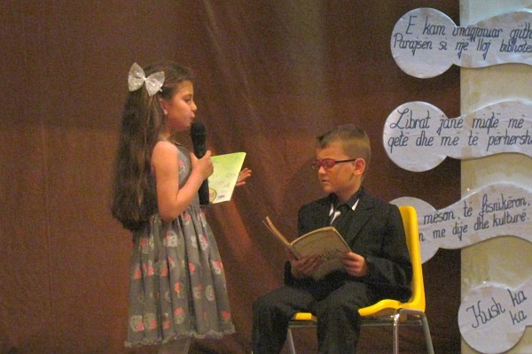 young students put on a skit