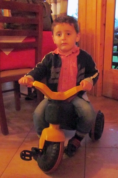 Art rode the riding toy