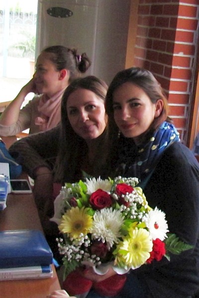 Tone with her flowers