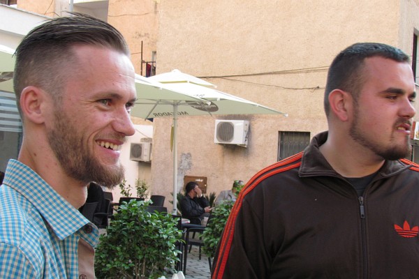Toni and Xhevahir on the street