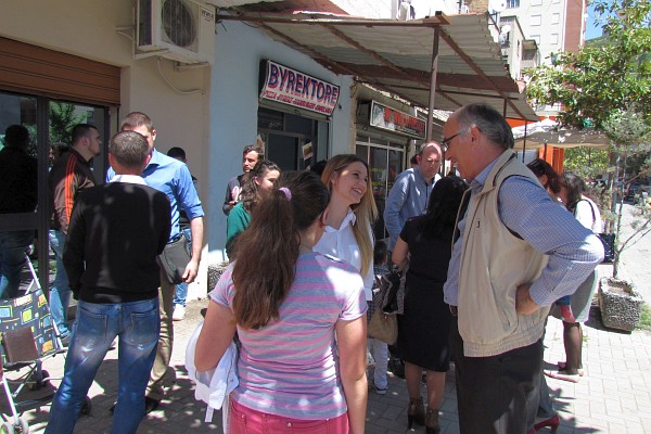 many lingered outside after chruch was finished