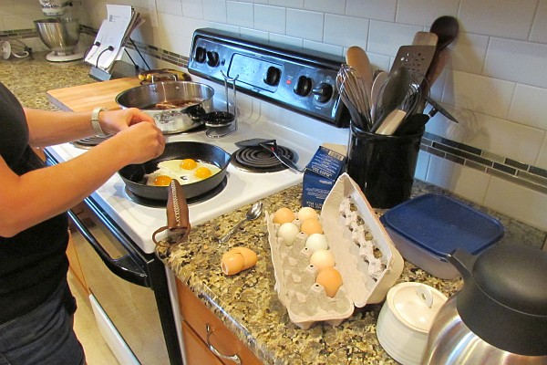 eggs and sausage patties for breakfast