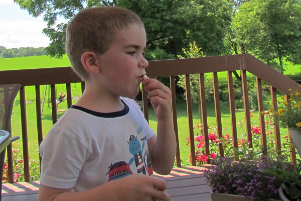 Luke samples a snack