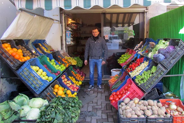 the fruit and vegetable shp near the church
