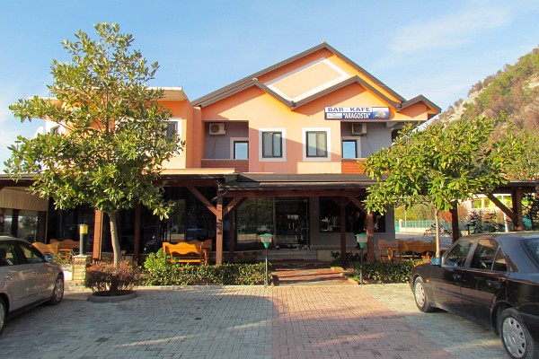 leaving the restaurant on the road to Shengjin