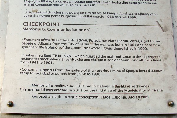 another sign outlining the pieces to the postbllok memorial