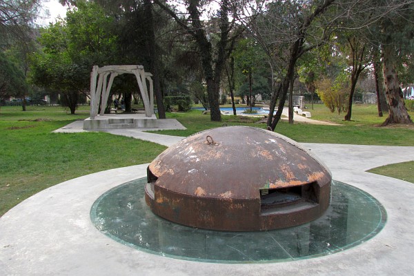 a bunker securing Hoxha's area of the city and supports from a labor camp mine