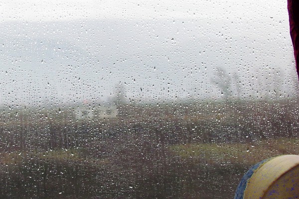 it was raining before, during and after the bus ride home