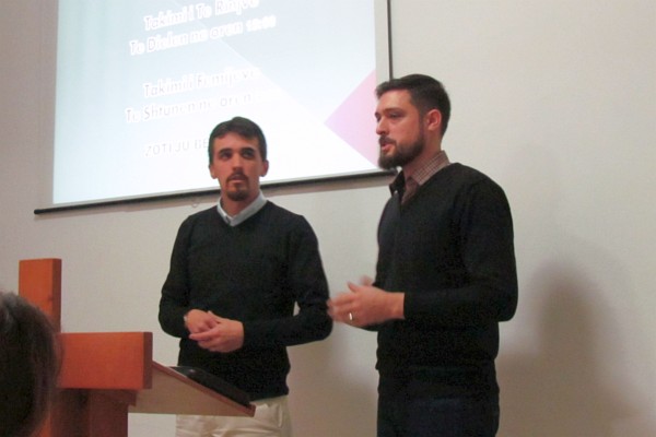 Francis preaches while Rafael interprets