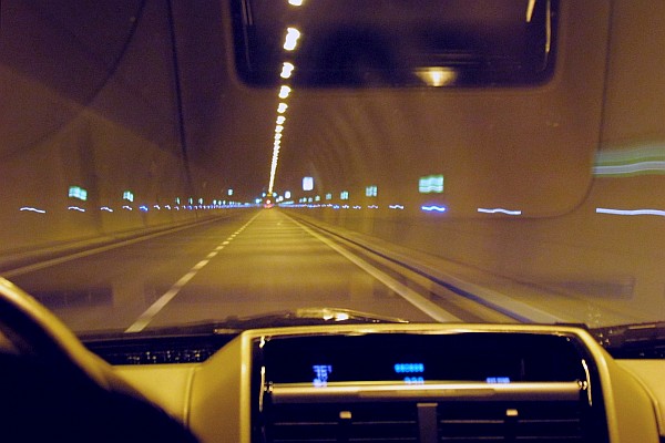 inside the tunnel through an Albanian mountain