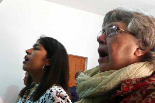 Solenge and Elsie join in joyful singing