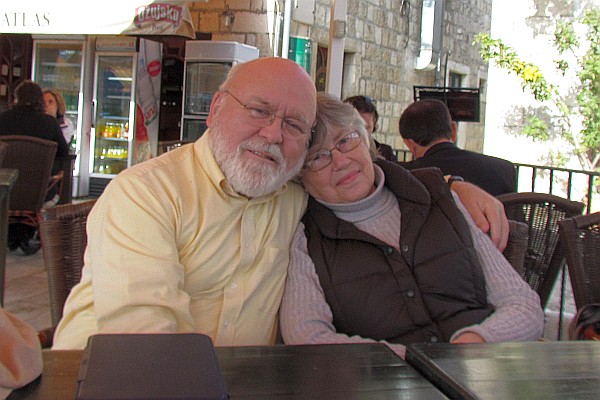 Elsie and I take a moment together at Cavtat, Croatia