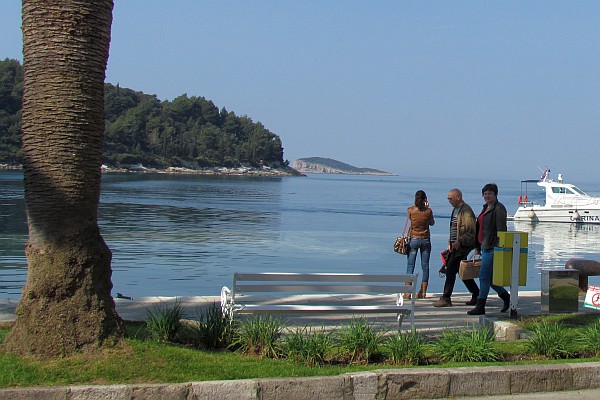 strolling along the port side of the Cavtat water front