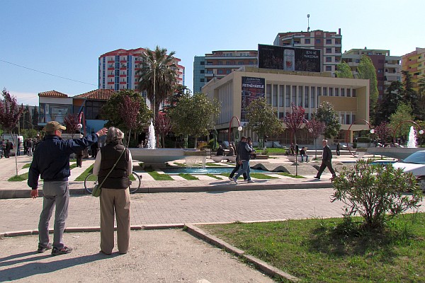 Elsie asnd Allen looking toward the Vace Zela Theater and Cutlural Center