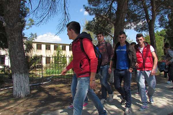high school students were wlaking home as we passed by