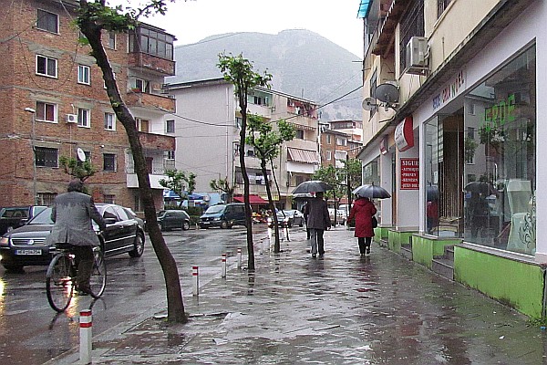 rainy street near our apartment