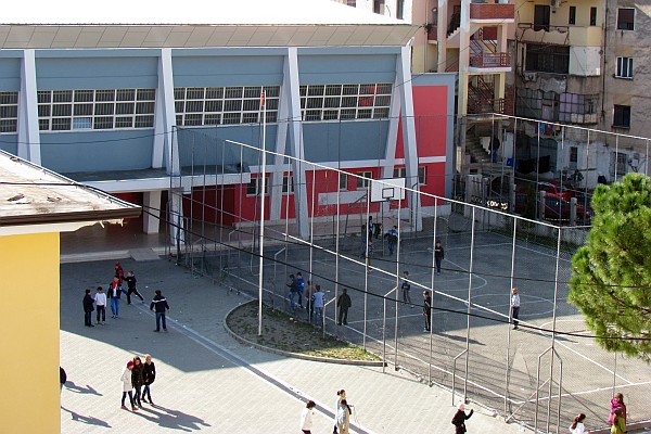 school yard with children