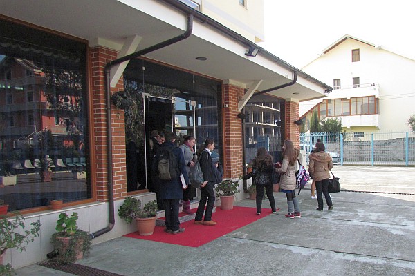students leaving Lezha Academic Center