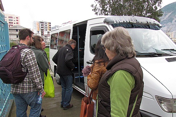 loading the van for a trip to Tirana