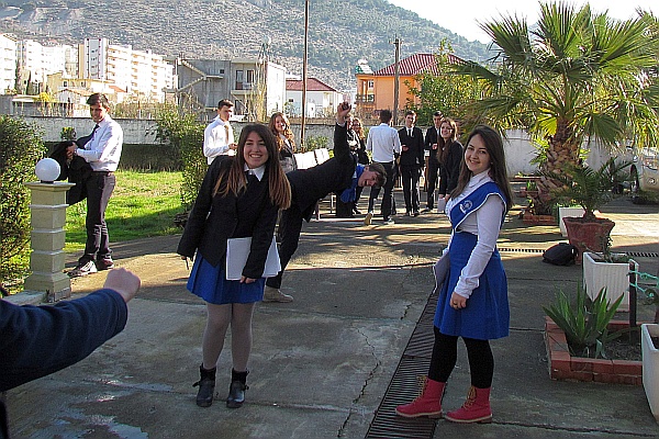 seniors at Lesha Academic Cenhter dong a physics experiment