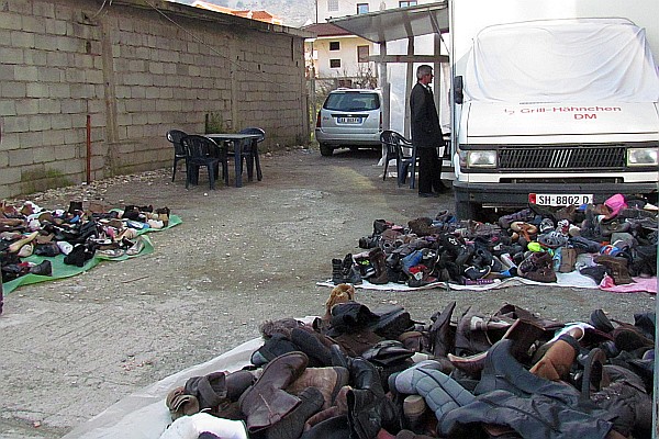 shoe for sale in an open-air spot