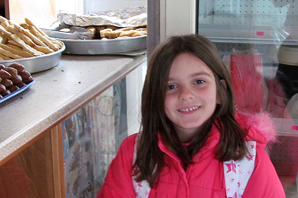 seven-year-old daughter in the bread shop