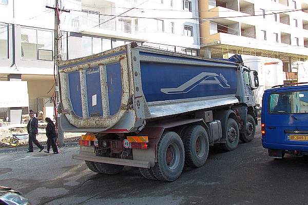 a large dump truck, the kind working on the new stret