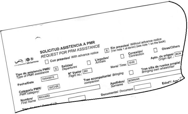authorization form for handicap assistance for me with my leg/hip