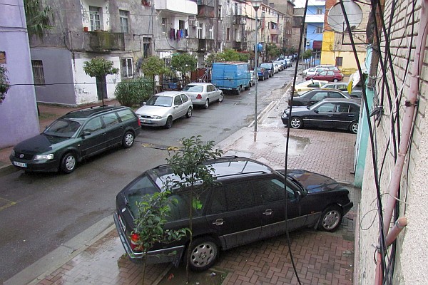 rainy street outside our apartment building