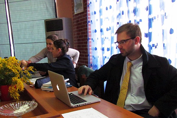 three teachers at work in the teachers room at LAC