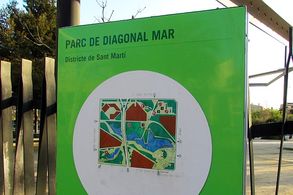 noticing the park's sign as we leave the park