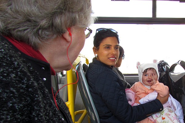 Elsie makes friends with a baby and mother