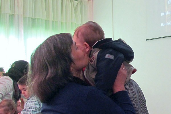 at church--Dila and Mateo--grandma and grandson