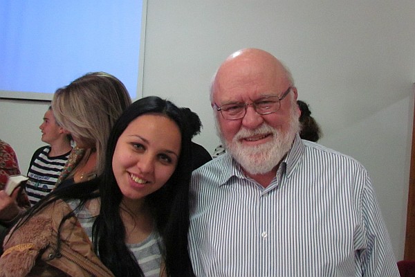 Fabi wanted a picture taken at church with me