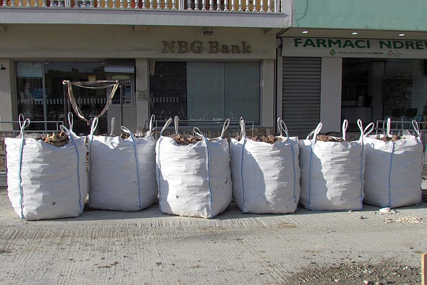 the reoved debris is put into strong nylon bags