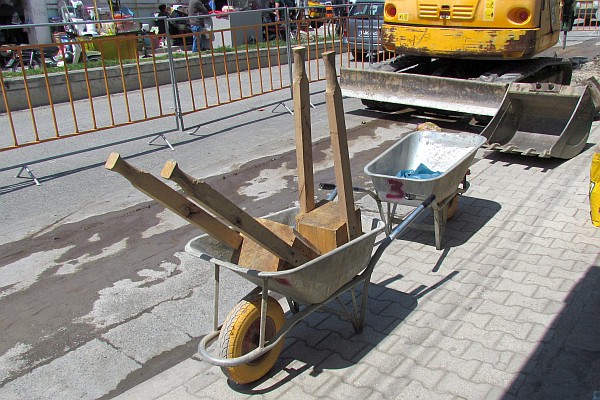 manual dirt tampers along with modern excavators