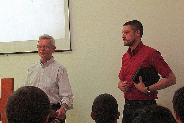 Hans Peters preaches and Rafael interprets