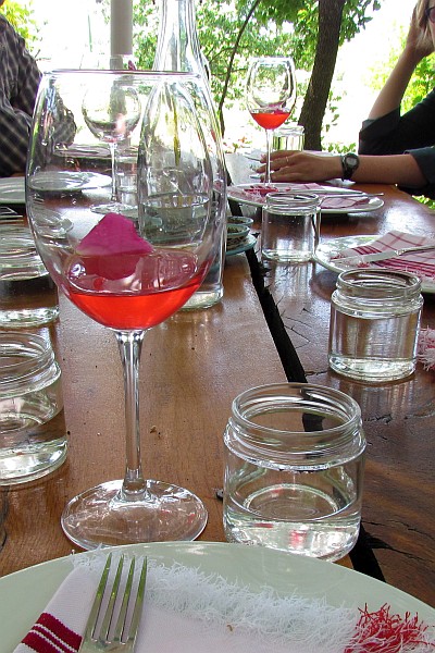 rose drink for Sunday dinner at a village restaurant