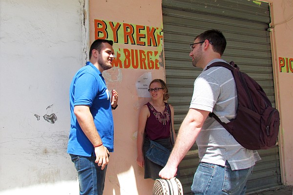 Xhevahir, Katrina and Justin chat after church