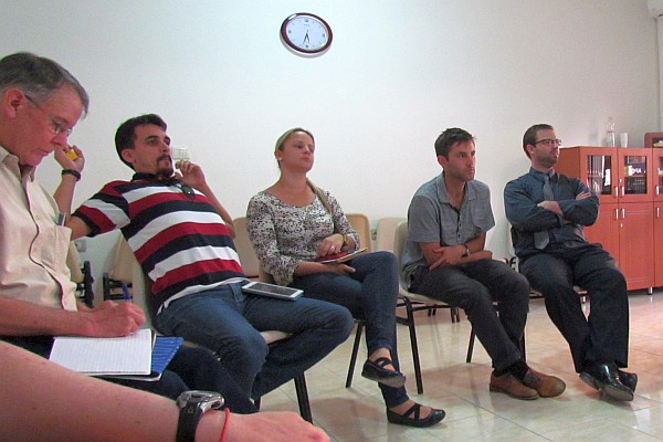 relaxing before the start of our Albania mission team meeting