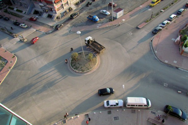 the round-about seen from high above