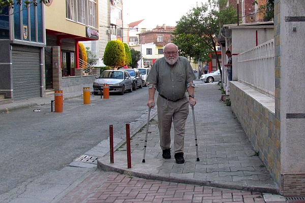 I'm walking with my two new crutches