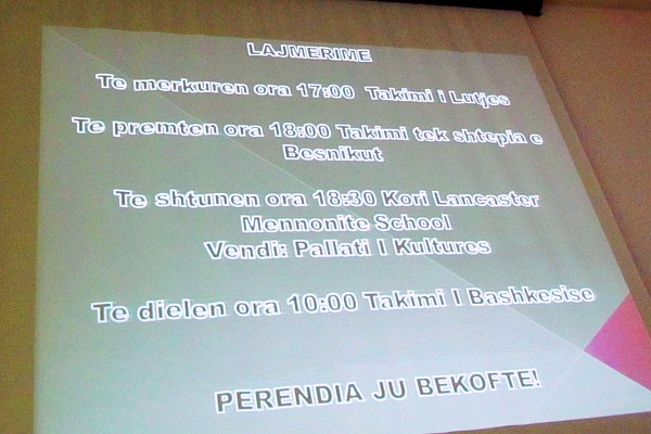 the announcements for the week of church activities