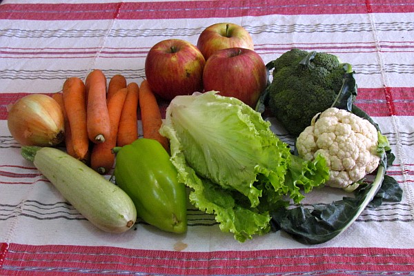 Elsie bought fresh vegies and fruit