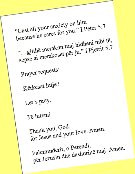 My English and Shqip prayer meeting program