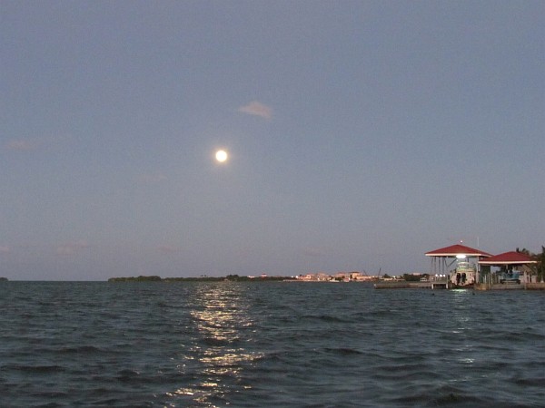 Moon rise over the Caribbean Sea