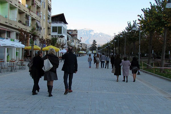 walking the promomad  of Berat, albania