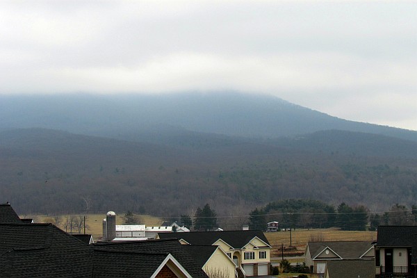 Massanutten Peak in clouds